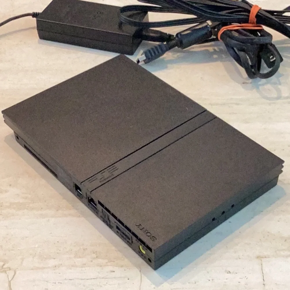 PlayStation 2 Slim Console PS2 & 2 Controllers & 5 Games Complete OEM Sony